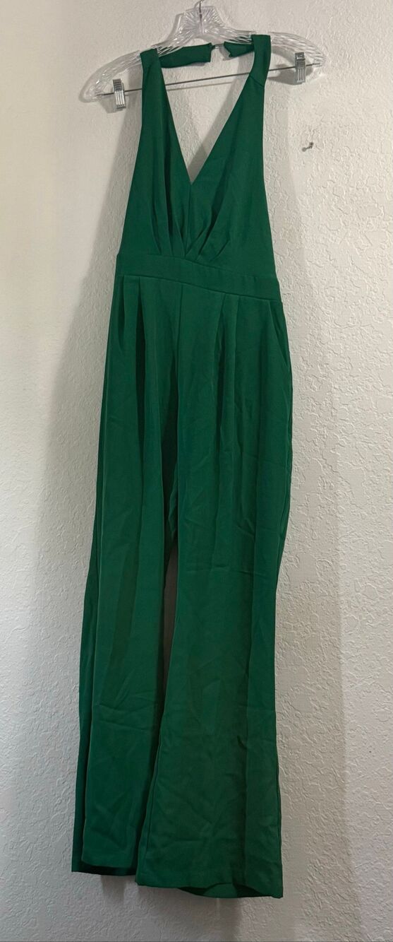 IBTOM CASTLE Sexy High-Waisted Halter Jumpsuit Medium V-Neck Wide Leg